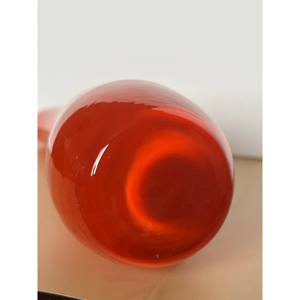 Vintage Orange Art Glass Bud‎ Vase Tall Curved Mid Century Modern Style 12 Inch